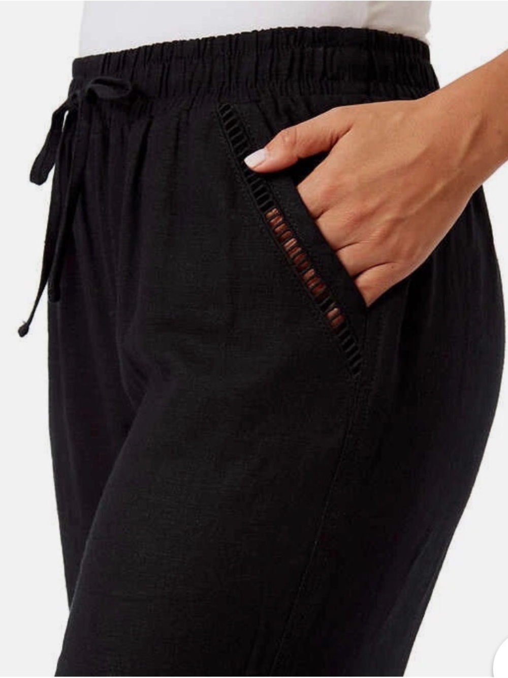 Briggs New York Black Wide-Leg Drawstring Pants - Picture 2 of 13